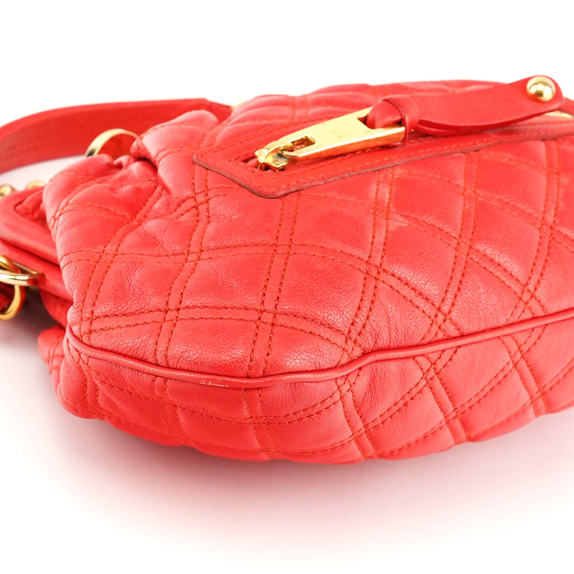 Marc Jacobs Red Quilted Leather Little Stam Shoulder Bag