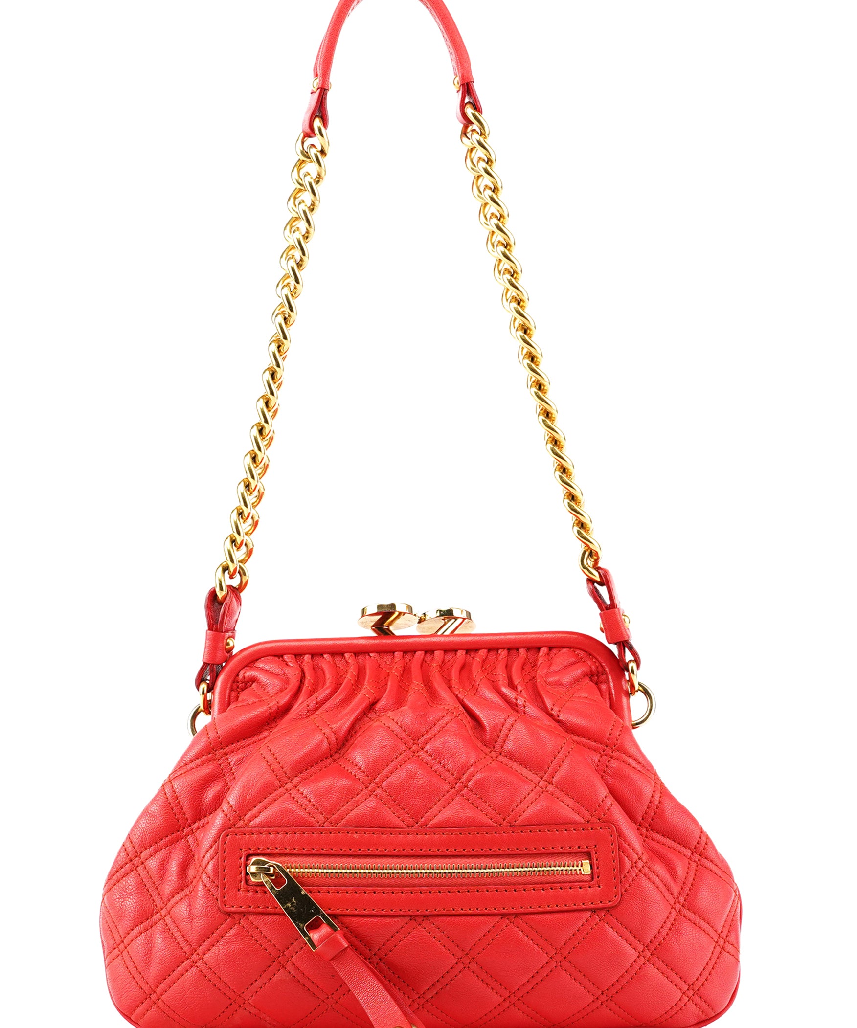 Marc Jacobs Red Quilted Leather Little Stam Shoulder Bag