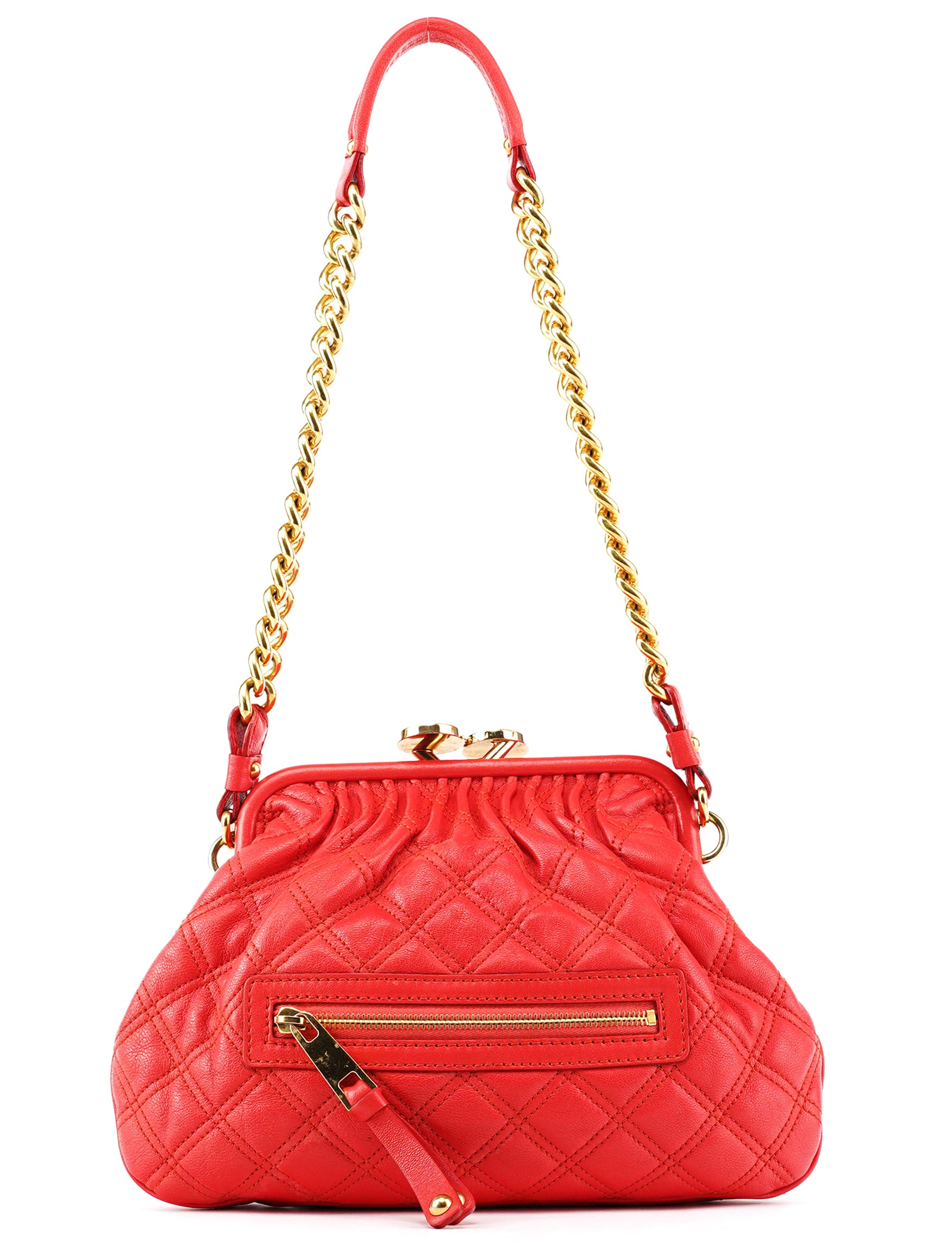 Marc Jacobs Red Quilted Leather Little Stam Shoulder Bag