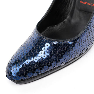 Miu Miu 1990s Blue Sequin Round-Toe Pumps