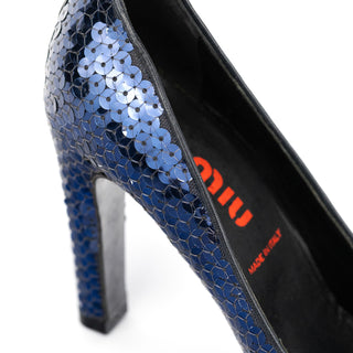 Miu Miu 1990s Blue Sequin Round-Toe Pumps