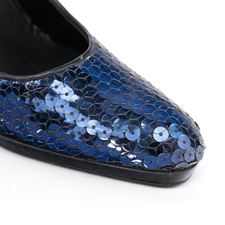 Miu Miu 1990s Blue Sequin Round-Toe Pumps