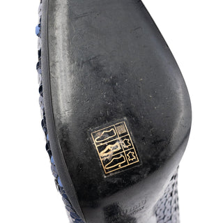 Miu Miu 1990s Blue Sequin Round-Toe Pumps