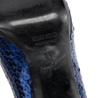 Miu Miu 1990s Blue Sequin Round-Toe Pumps