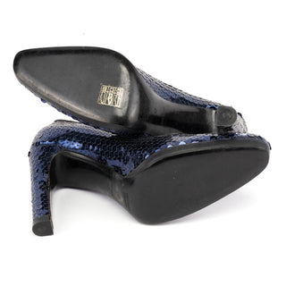 Miu Miu 1990s Blue Sequin Round-Toe Pumps