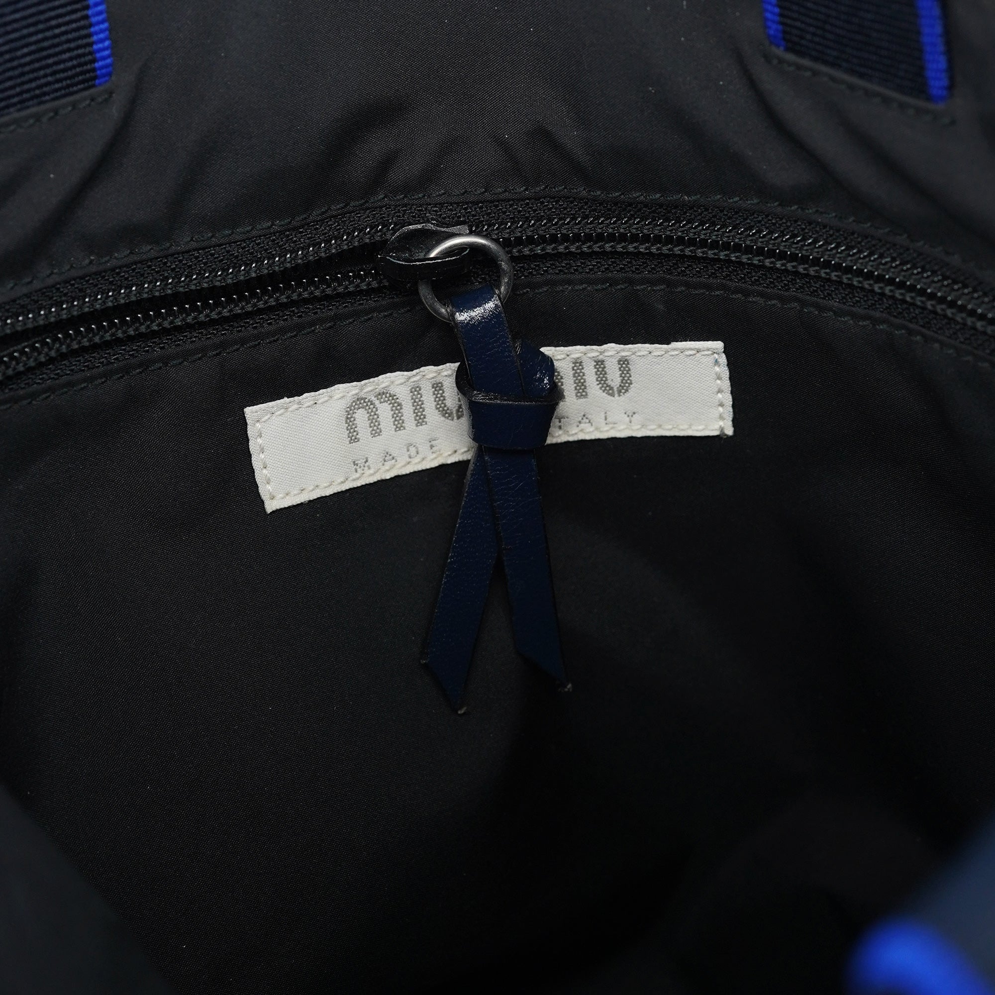 Miu Miu 1999 Sac cabas à pochette en cuir bleu marine