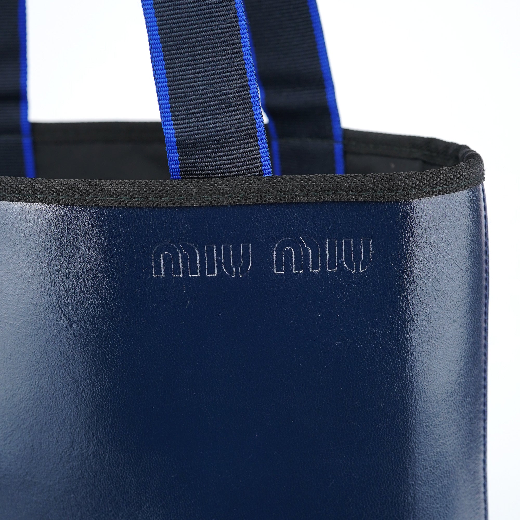 Miu Miu 1999 Sac cabas à pochette en cuir bleu marine