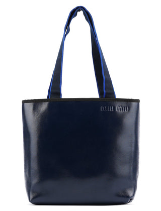 Miu Miu 1999 Navy Leather Pouch Tote Bag