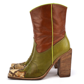 Miu Miu 1999 Runway Python Leather Western Boots