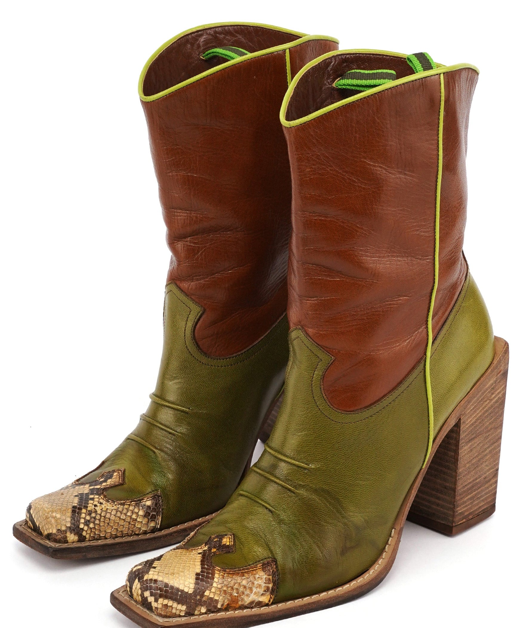 Miu Miu 1999 Runway Python Leather Western Boots