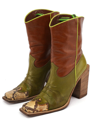 Miu Miu 1999 Runway Python Leather Western Boots