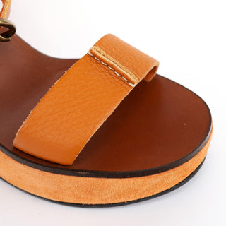 Miu Miu 2000s Orange Suede Wedge Sandals