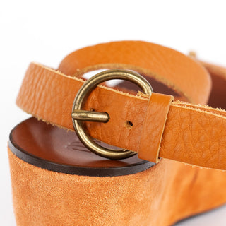 Miu Miu 2000s Orange Suede Wedge Sandals