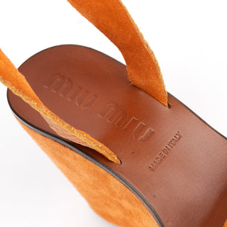 Miu Miu 2000s Orange Suede Wedge Sandals