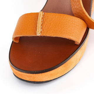 Miu Miu 2000s Orange Suede Wedge Sandals