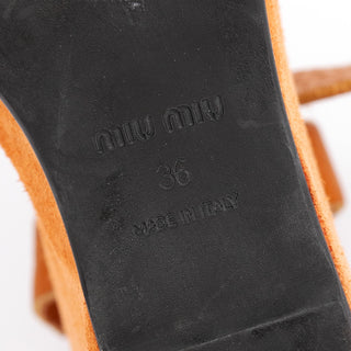 Miu Miu 2000s Orange Suede Wedge Sandals