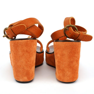 Miu Miu 2000s Orange Suede Wedge Sandals