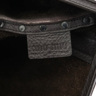 Miu Miu Anthracite Leather Studded Belt Tote Bag