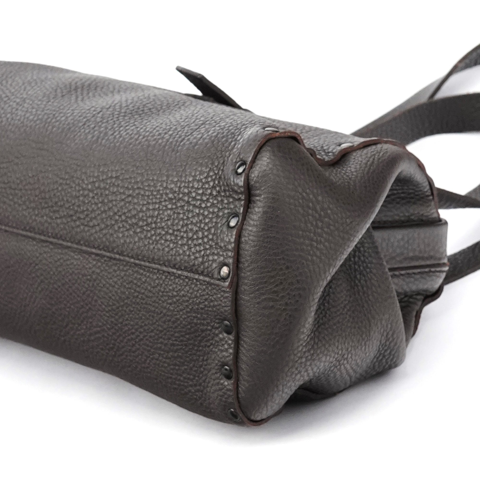 Miu Miu Anthracite Leather Studded Belt Tote Bag