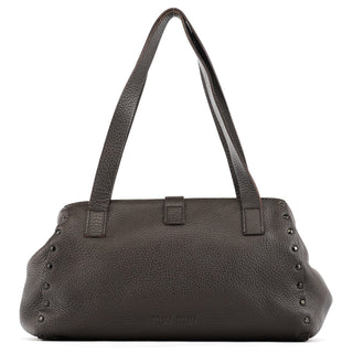 Miu Miu Anthracite Leather Studded Belt Tote Bag
