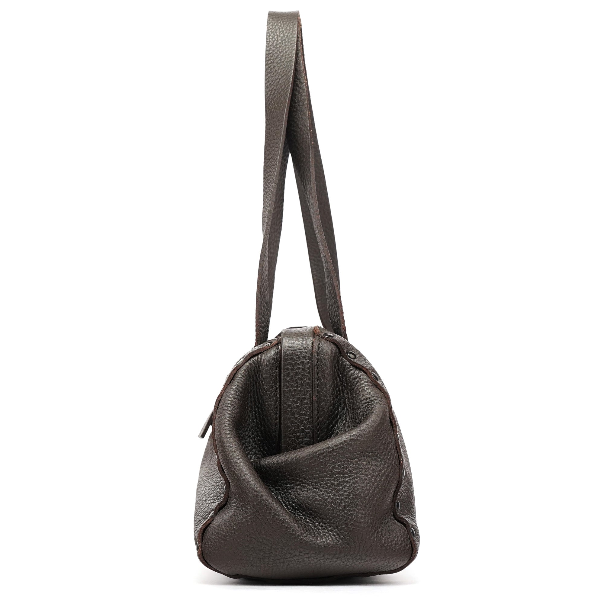 Miu Miu Anthracite Leather Studded Belt Tote Bag