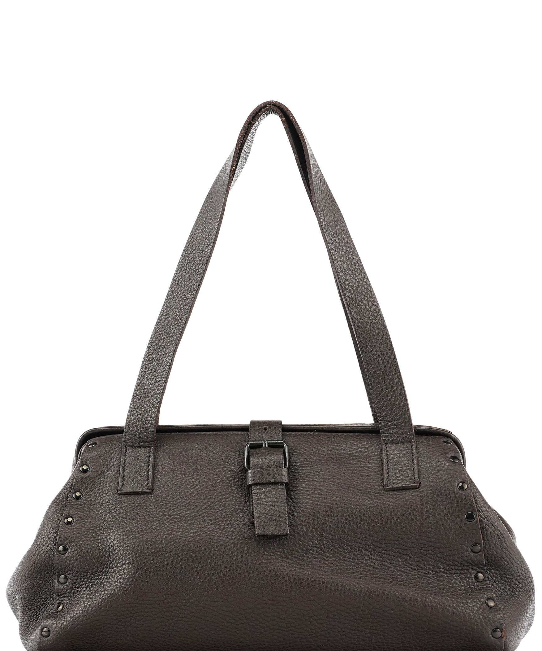 Miu Miu Anthracite Leather Studded Belt Tote Bag