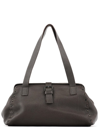 Miu Miu Anthracite Leather Studded Belt Tote Bag