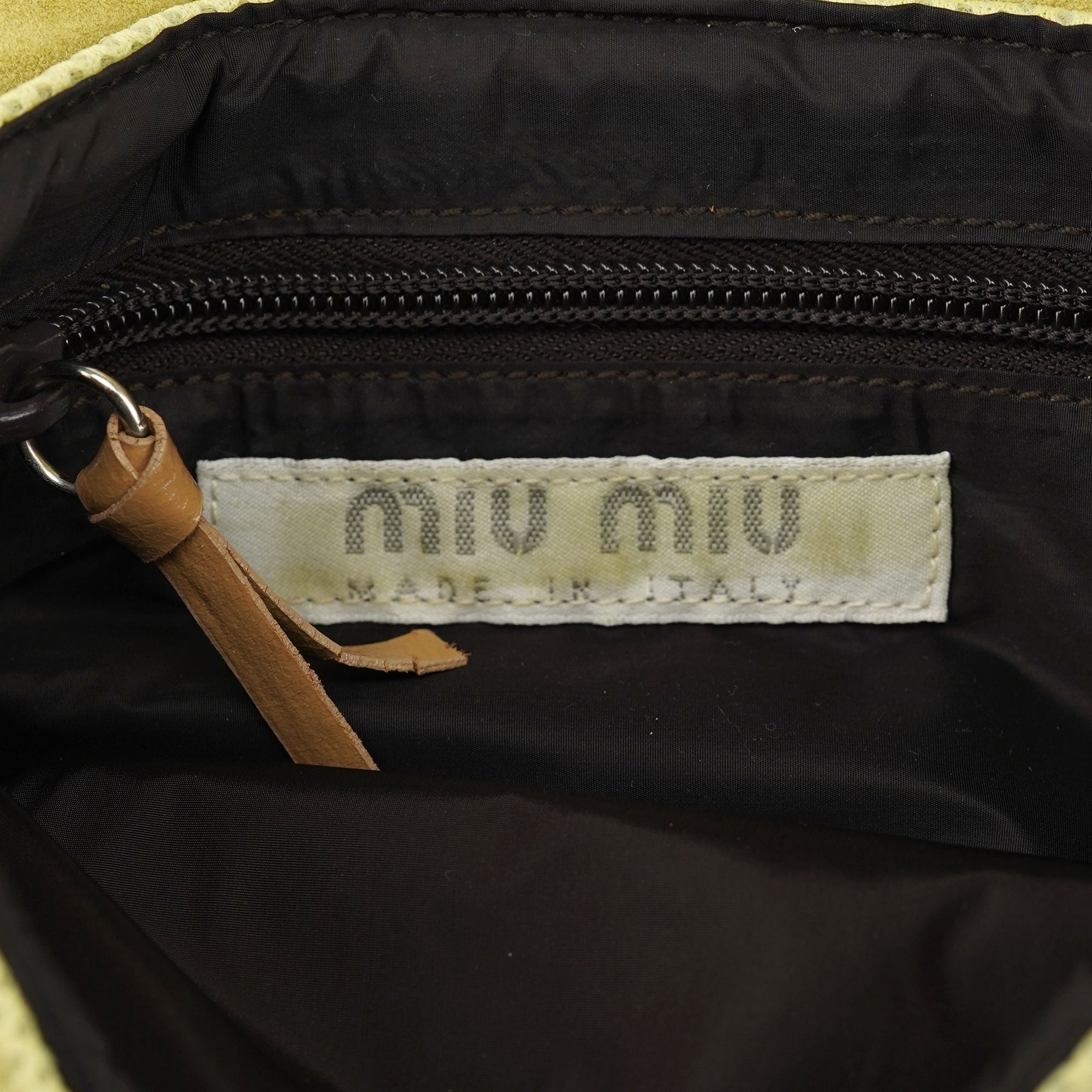 Miu Miu Sac cabas en résille beige et marron