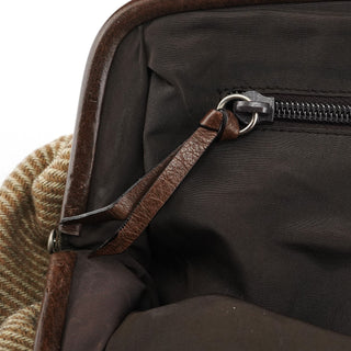 Miu Miu Beige Brown Wool Leather Clutch Tote Bag