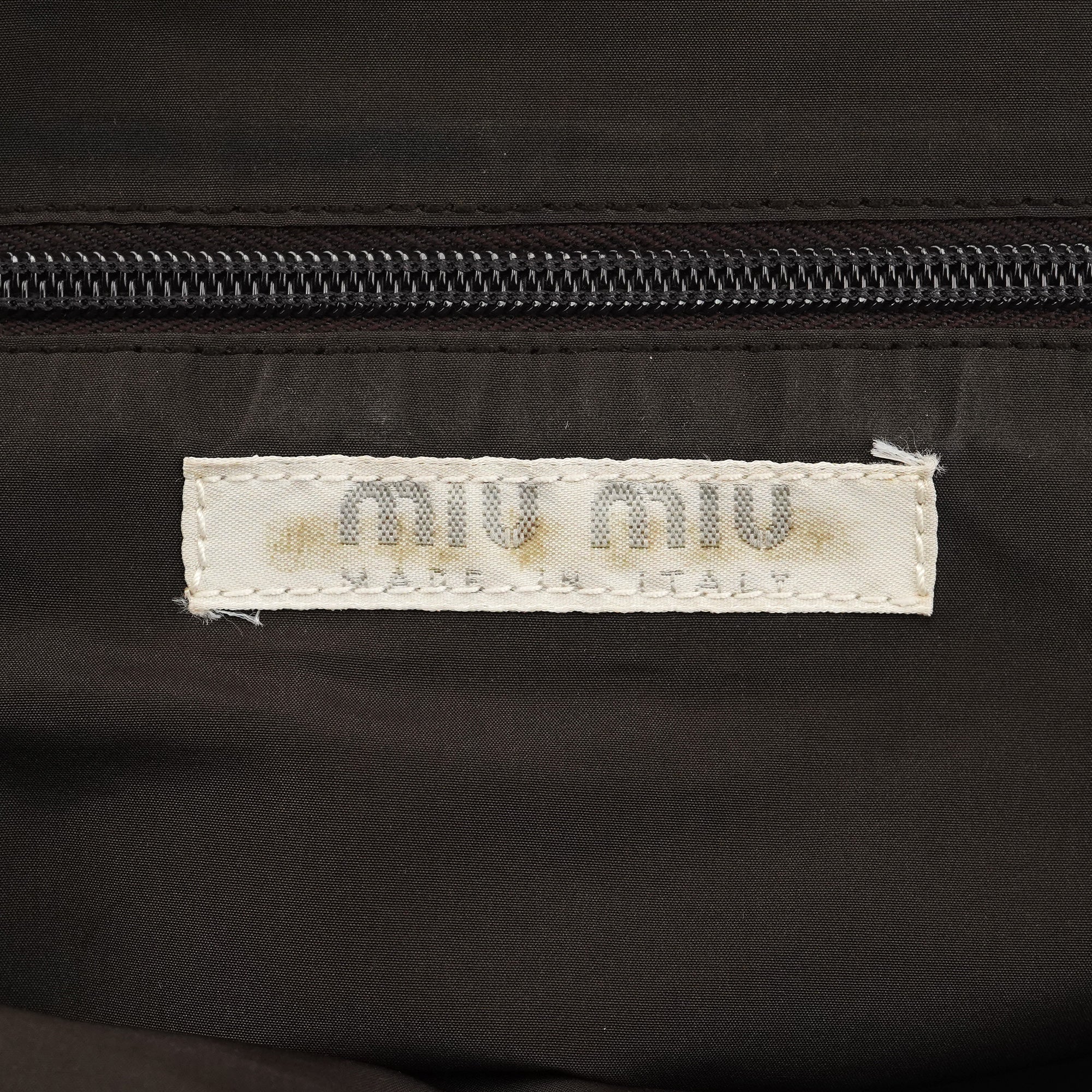 Miu Miu Beige Brown Wool Leather Clutch Tote Bag