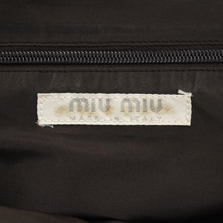 Miu Miu Beige Brown Wool Leather Clutch Tote Bag