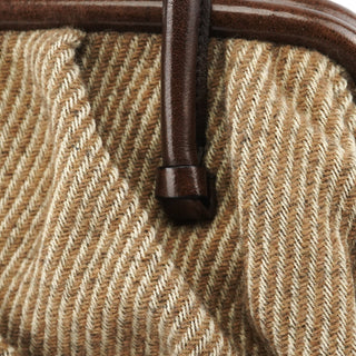 Miu Miu Beige Brown Wool Leather Clutch Tote Bag