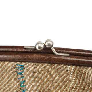 Miu Miu Beige Brown Wool Leather Clutch Tote Bag