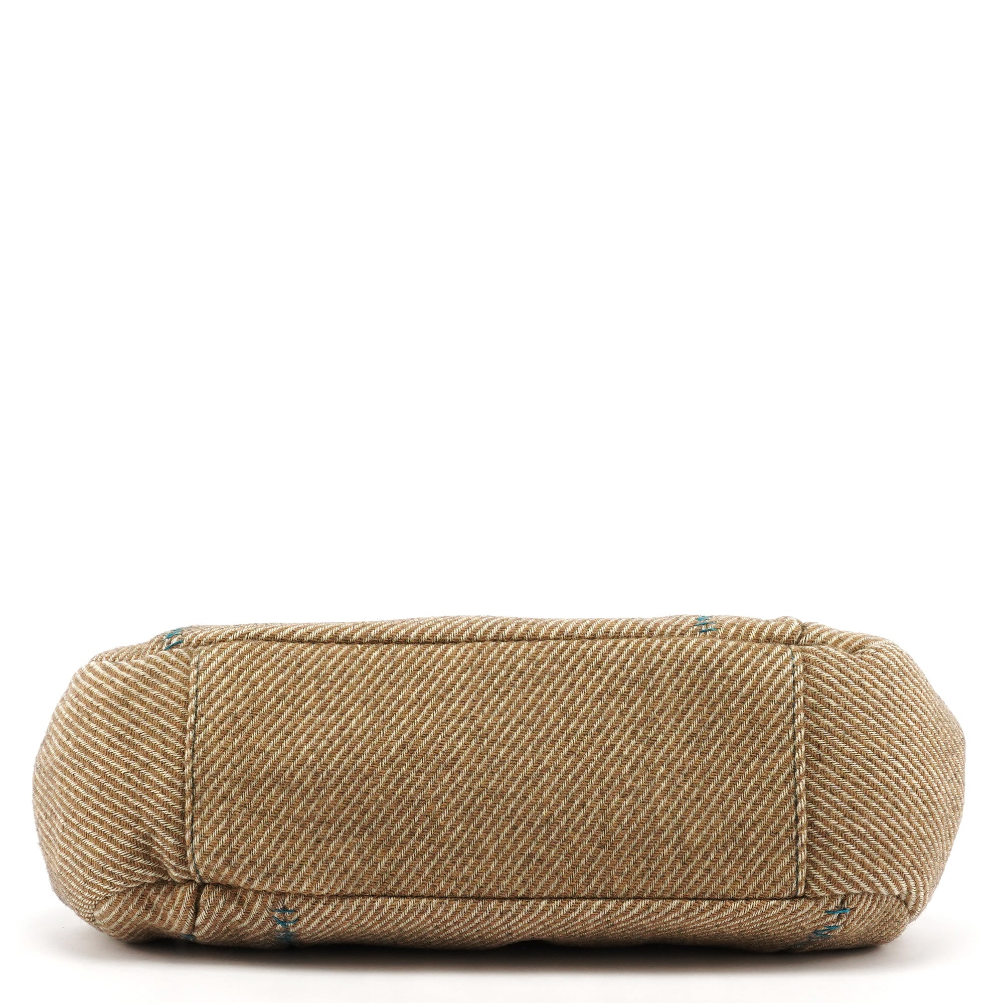 Miu Miu Beige Brown Wool Leather Clutch Tote Bag