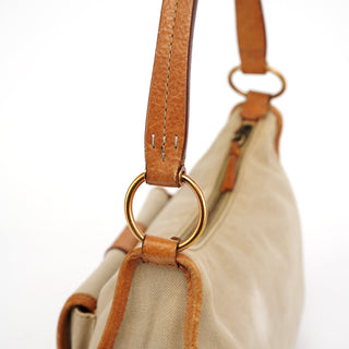 Miu Miu Beige Canvas Belt Shoulder Bag