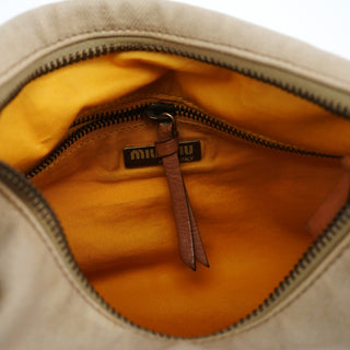 Miu Miu Beige Canvas Belt Shoulder Bag
