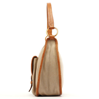 Miu Miu Beige Canvas Belt Shoulder Bag