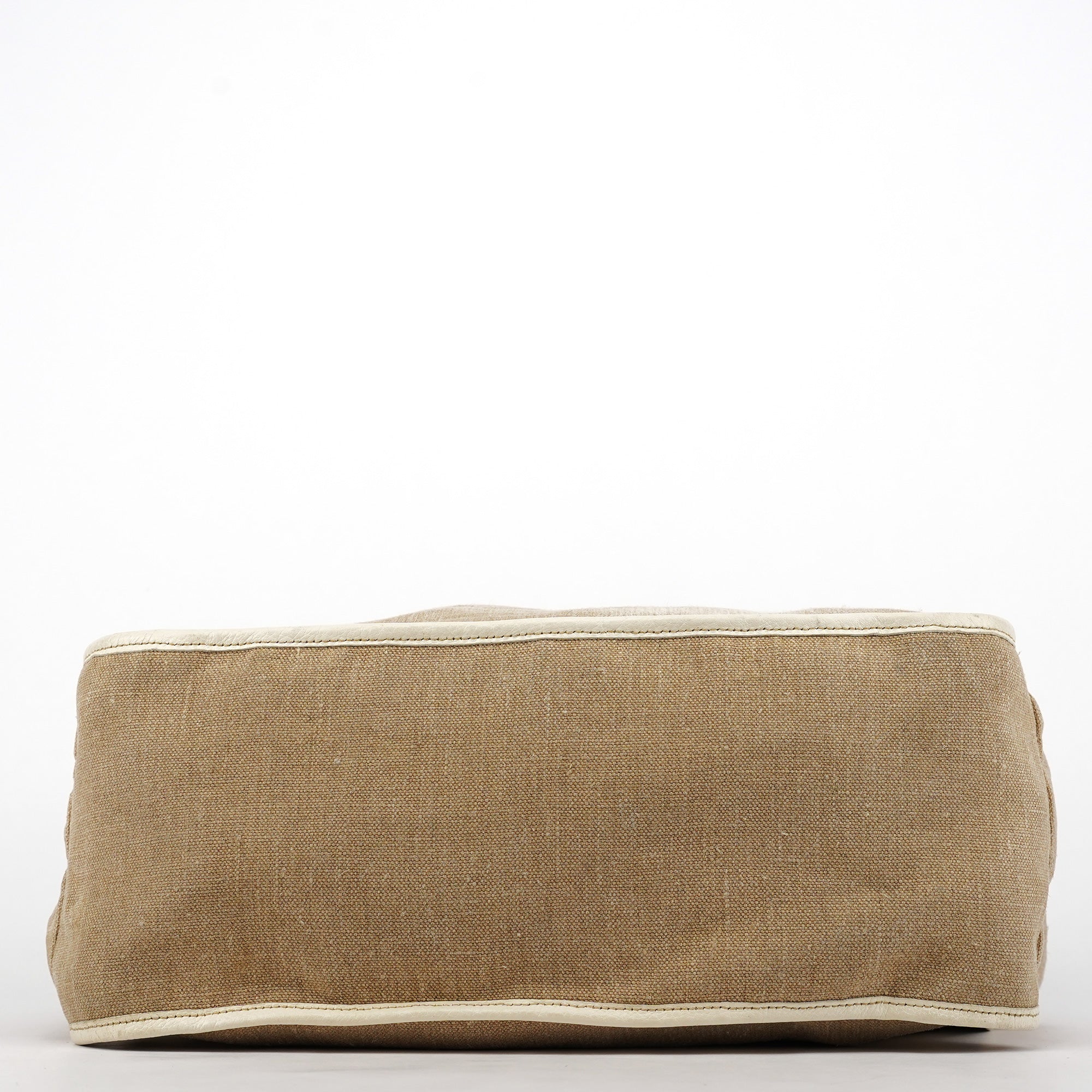 Miu Miu Beige Canvas Floral Appliqué Shoulder Bag