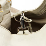 Miu Miu Beige Canvas Floral Appliqué Shoulder Bag
