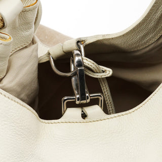 Miu Miu Beige Canvas Floral Appliqué Shoulder Bag