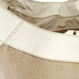 Miu Miu Beige Canvas Floral Appliqué Shoulder Bag