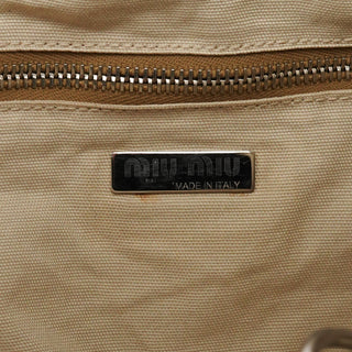 Miu Miu Beige Canvas Floral Appliqué Shoulder Bag