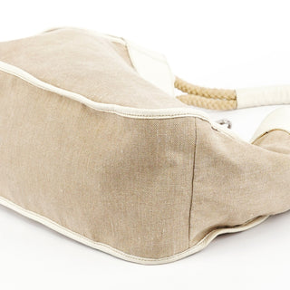 Miu Miu Beige Canvas Floral Appliqué Shoulder Bag