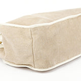 Miu Miu Beige Canvas Floral Appliqué Shoulder Bag