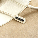 Miu Miu Beige Canvas Floral Appliqué Shoulder Bag