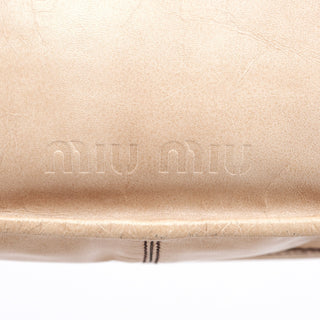 Miu Miu Beige Lambskin Hobo Shoulder Bag