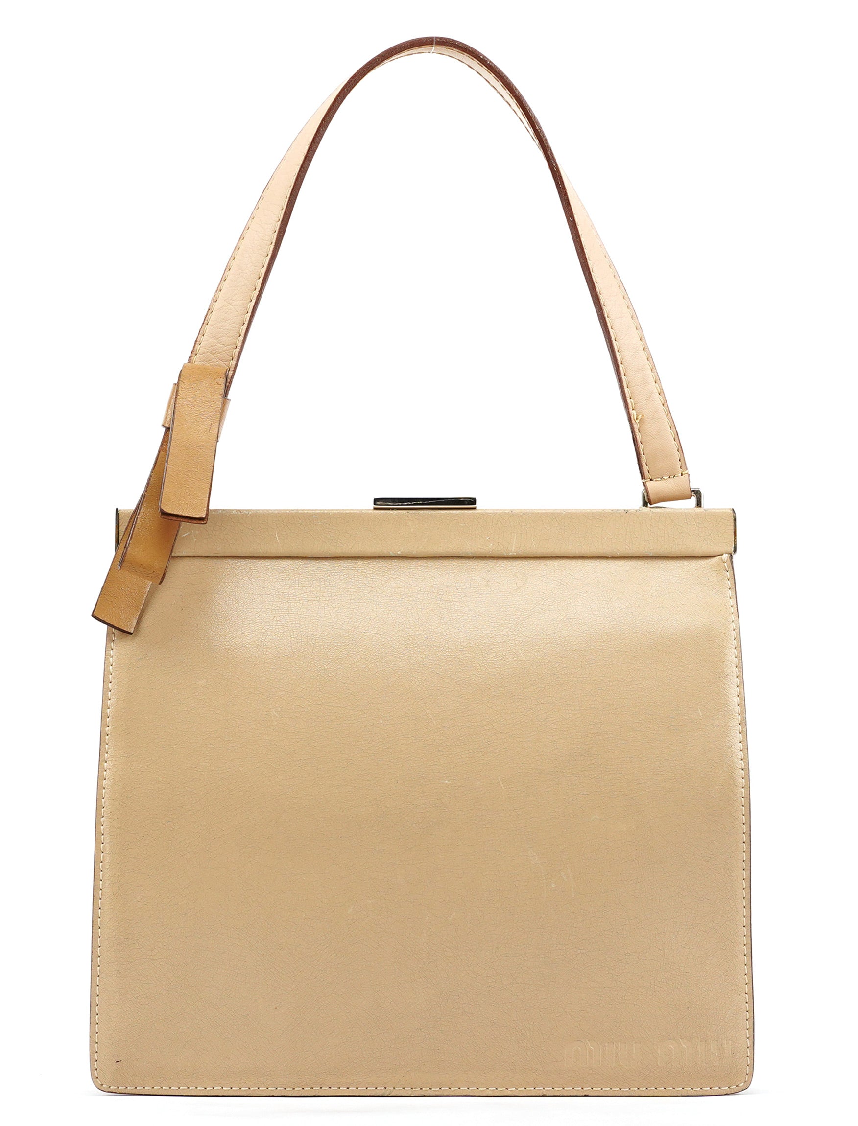 Miu Miu Beige Leather Clutch Handbag
