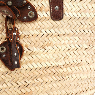 Miu Miu Beige Raffia Brown Leather Basket Bag