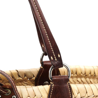 Miu Miu Beige Raffia Brown Leather Basket Bag