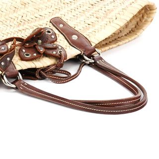 Miu Miu Beige Raffia Brown Leather Basket Bag